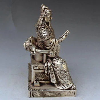 TNUKK Colectie Decorate Manopera Tibet Argint Guan gong guan yu statuie de familie decor cadou de metal artizanat Statuie