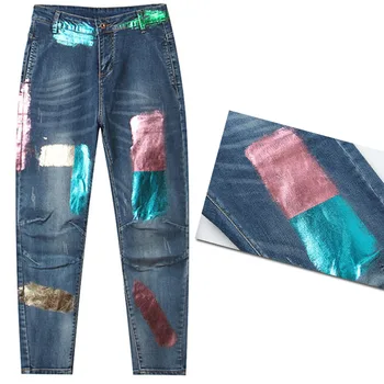 Toamna Primavara coreean Talie Mare Libertate Harem Pantaloni Vintage Denim Jeans Floral Print de Mari Dimensiuni Pictate Model Jean XS, XXXL 6XL 7XL