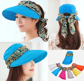 Transport gratuit 2018 pălării de vară pentru femei chapeu feminino noua moda viziere capac soare pliabil anti-uv pălărie 6 culori