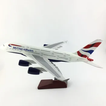 TRANSPORT GRATUIT 45-47CM BRITISH AIRWAY A380 BAZĂ de METAL ȘI RĂȘINĂ MODEL de AVION de AERONAVE MODEL de AVION de JUCĂRIE CADOU de ZIUA de nastere