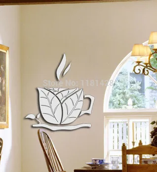 Transport gratuit ceașcă de cafea oglinzi decorative autocolante , 3D miror autocolant de perete decor