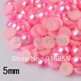 Transport gratuit! En-gros 5000pcs/sac 5mm adâncime de culoare roz, rotunde jumătate flatback ABS imitație de perle