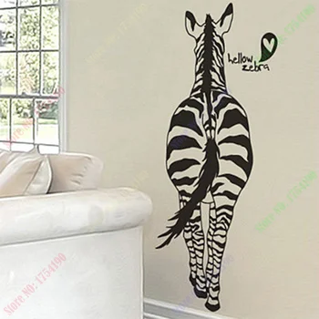 Transport Gratuit Noi Delicate Imens Negru Animal Zebra Detașabil De Imprimare De Artă Murală Decal Autocolant De Perete