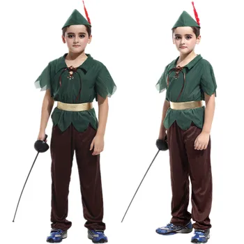 Transport Gratuit Robin Hood Costum Peter Pan Copii Băieți Carnaval Mascat De Halloween Pentru Copii Prince Rochie Fancy Cosplay Haine