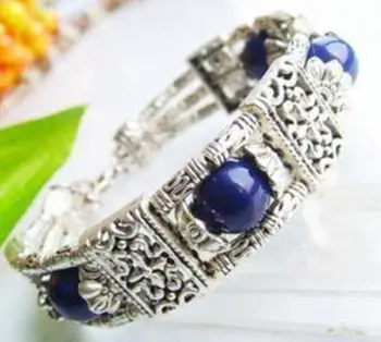 Transport gratuit Tibet argint Lapis Lazuli Bijuterii brățară