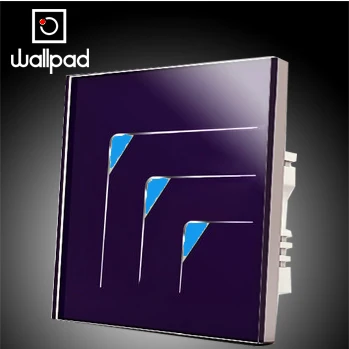 Transport gratuit,Wallpad Top Violet Cristal de Sticlă Panou Comutator,3 Bande 2 cai,110~250V Ecran Tactil Întrerupător de Lumină LED Indicator