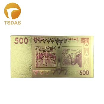 Transport gratuit Zimbabwe bancnota de Bani, Decorative 500 de Dolari Colorat cu Aur de 24k Bancnote de Colectie Bani Falși