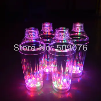 Transport gratuit în Gura Mare Led Intermitent Cocktail Shaker 3 LED-uri de Culoare Moduri de Filtru 19 oz Plastic