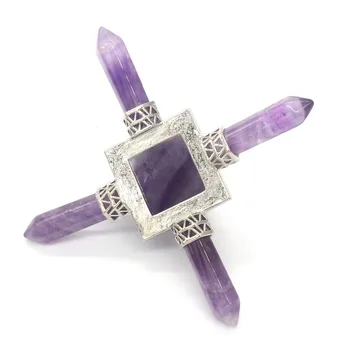 Trendy-margele Personalizate Placat cu Argint Naturale Violet Ametist Piramidă Energetică Transmițător Pandantiv