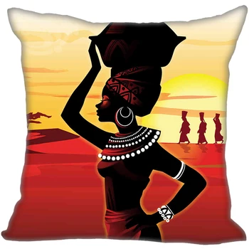 Trib African Femeie de Foc Roșu Apus de soare Pernă de Caz - Piața de Perna - 18x18 cm