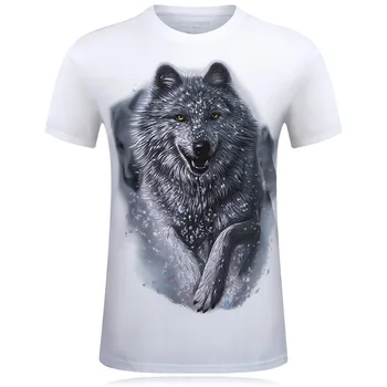 Tricou Barbati Zapada Wolf 3D Bumbac Imprimat Swag Amuzant tricouri Unisex palatul Tricou Barbati Alb de Brand de Îmbrăcăminte camisetas hombre