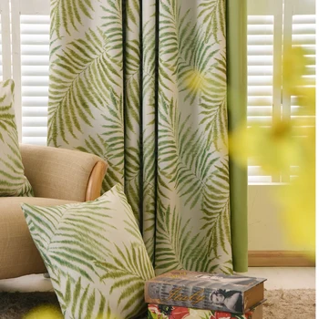 Tropical Plam/Fern Leaf Green Draperii pentru Living, Dormitor cu Ușă Fereastră Bucătărie Acasă Decorative Perdele Draperii