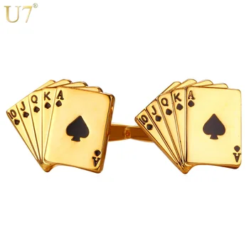 U7 Poker Butoni pentru Barbati Tricou Accesorii de Culoare de Aur de Înaltă Calitate butoni Butoane Nunta Bărbați Bijuterii Cadouri Cavalerii de onoare