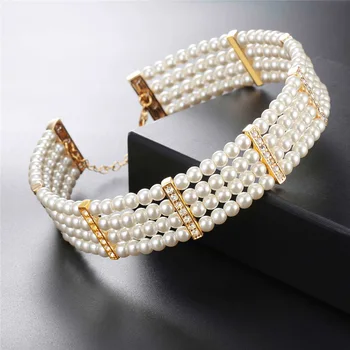 U7 Simulate Perla Cravată Colier Pentru Femei Bijuterii De Nunta Cadou Stras Margele Coliere N1090