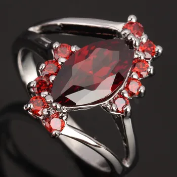 Uimitoare Marquise Pietre Granat Roșu Solitaire Petrecere Jewelrys Argint 925 Stil de Moda pentru Femei Inele de Dimensiune S0779