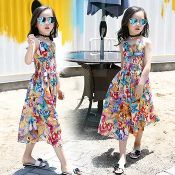 Vara 2018 Copii Rochii Pentru Fete Pentru Fete De Moda Rochii Florale Boem Fata Rochie De Printesa Noutate Copii, Haine Fete Haine