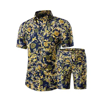 Vara Barbati tricou + pantaloni Scurți Model Decorativ Două Seturi de Piese Plus Dimensiune Camisa Masculina