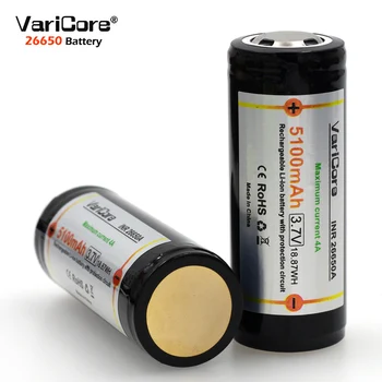 VariCore Protecție 26650 5100 mAh 3.7 V Litiu-Ion Baterie Reîncărcabilă cu PCB 4A 3.6 V Baterie pentru Lanternă