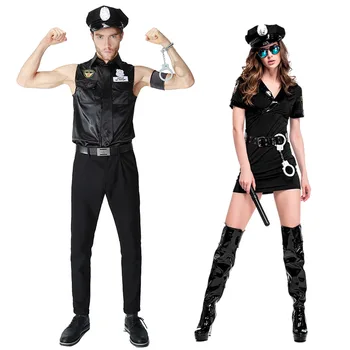 VASHEJIANG Sexy Cupluri de Poliție Costume Sexy Fierbinte uniforma pentru bărbați și femei Etapă de Joc Bar de Poliție Costum pentru Halloween