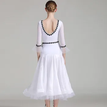 Verde femei albe dans rochie standard, rochie de bal dans purta vals rochie franjuri flamenco spaniol rochie de tango