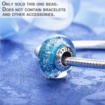 Video! Bule albastru margele de sticla farmecele Argint 925 Bratari acces & Brățări pentru Femei Bijuterii GCLL028