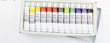 Vopsea de sticlă de Culoare Vopsea pe bază de Acril Pictat Pigmenți în 12 Culori 12ML Culori artă set cu 5 buc pensule
