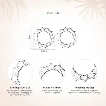 VOROCO 2017 Argint Rotund Simplu Ajurata Soarele și Luna Cercei Vintage Cercei Stud pentru Femei Bijuterii Fine VSE066