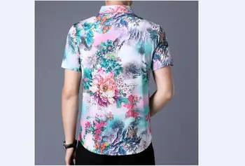 Vânzare fierbinte de vară 2018 mens flori de imprimare clothers barbat maneca scurta casual rochie floral shirt