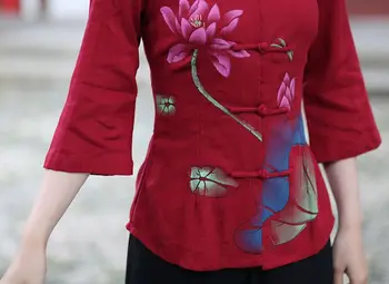 Vânzare fierbinte Tradițională Chineză stil Cămașă Femei Top-Lenjerie de pat din Bumbac Bluza Mujeres Camisa Marimea S M L XL XXL XXXL 2615-1