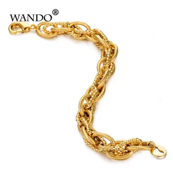 WANDO 1BUC Clasic bărbați și femei bratari de lanț bijuterii aur bratari Islamic Saudită Orientul Mijlociu Africa cadouri WB48