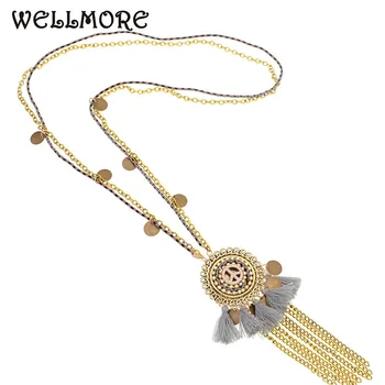 Wellmore 2018 Colorate Bohemia lanț Tassel Colier Statement Piatra Coarda lanț pandantiv coliere pentru femei bijuterii en-gros