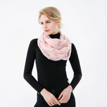 Winfox 2018 Noua Moda Usoare Negru Roz Flamingo Folie Sclipici Aur Infinit Hijab Inel Eșarfe Șal Pentru Femei Doamnelor