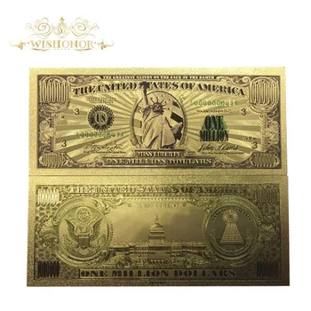 Wishonor de Culoare de Aur a Bancnotelor Dolarul american Bill Nota Un Milion de Aur de 24k Folie de Bancnote Minunat Meșteșug pentru Colectie