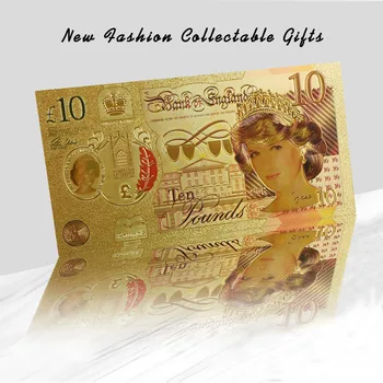 WR Printesa de Wales Aur a Bancnotelor de Calitate 999 Aur de 24k Folie de Bancnote Diana Printesa de Zece Lire în Aur a Bancnotelor