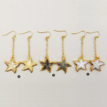 WT-E347 naturala Ridicata shell stele cercei cu aur de 24K trim stea de moda shell farmece swinging cercei bijuterii pentru femei