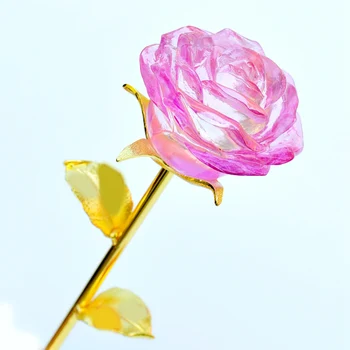 XINTOU Sticla Cristal Veșnică Floare Trandafir Figurine in Miniatura Foita de Aur Artificial, Flori de Nunta, Ziua Îndrăgostiților Cadouri Artizanat