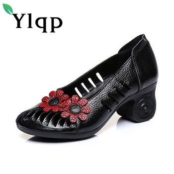 Ylqp National Vântului de Primăvară Flori de Vară Tocuri inalte Pantofi de sex Feminin, Femeie de Agrement din Piele Pompe Confortabile Pantofi pentru Femei
