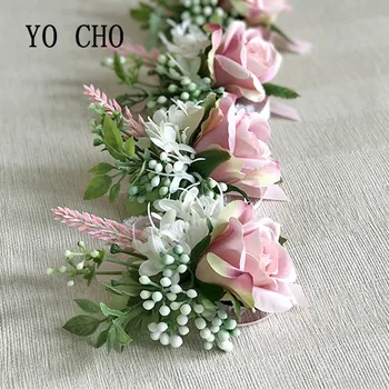 YO CHO 4 Culori de Mătase Artificială de Nunta Mirele Încheietura mâinii Corsaje Brosa Mireasa Surorile domnișoară de Onoare Flori de Nunta Decor Petrecere