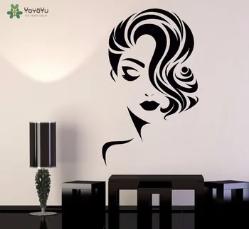YOYOYU Perete Decal Fete Salon de Frumusețe Autocolante de Perete Tunsoare Moda Tapet de Vinil Frizerie Artă Murală Detașabil Decor DIYSY885