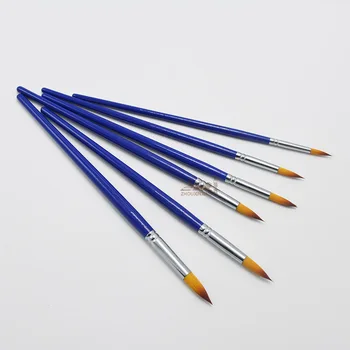ZHOUXINXING schimbare treptată, culoare cap rotund de înaltă calitate nailon guașă perie albastru lemn de mesteacan tije scurte 6 buc artist pensula