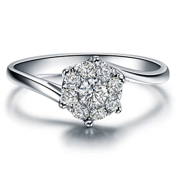 ZOCAI Real 18K aur alb 0.35 ct certificate tăiat rotund veritabil inel de logodna cu diamant H/ SI diamant Veritabil W00194