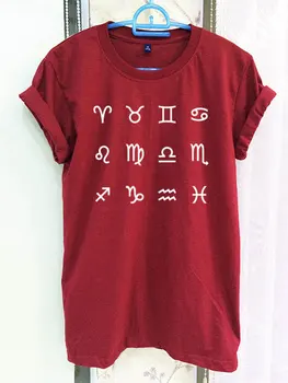 Zodia Cămașă Îmbrăcăminte Simbol Tumblr Citez Sloganul Roșu Purpuriu Femei Tricou TeeShort Sleeve T-Shirt-C524