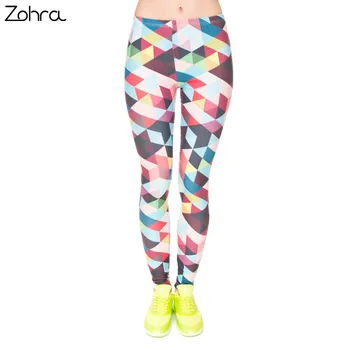 Zohra Femei Brand Culoare Geometrie Imprimare Jambiere Elastice Mare De Fitness Pantaloni Legging LeggingsWomen Pantaloni