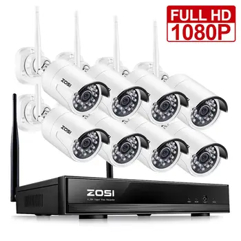 ZOSI 8CH Sistem CCTV Wireless 1080P HD NVR 8PCS 2.0 MP IR de Exterior rezistent la apa P2P Wifi Camera de Securitate Sistem de Supraveghere Kit