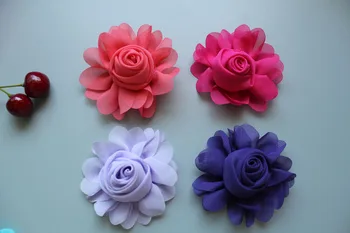 încercați pentru 30pcs/lot 8CM copii Fata de Frumos trandafir, Flori de Par Șifon Flori Artificiale FĂRĂ Clip pentru DIY accesorii de par