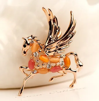 ȘARPE ROȘU Animale de Bijuterii de Aur Calul Pegasus Brosa Cu Alb / Colorat Opalul Broșe