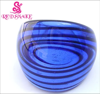 ȘARPE ROȘU de Moda Inel Pur Handmade albastru cu spirală Translucid din Sticlă de Murano, Inele