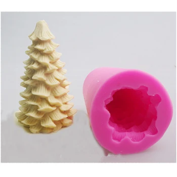 1 buc de Înaltă Calitate, Flexibil DIY Lumânare Meserii Forme de Tort Mucegai Ușor Pomul de Crăciun 3D Modelate Manual din Silicon de Săpun Și Lumânări Mucegai