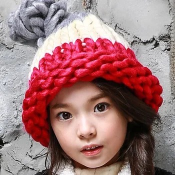 1 Buc Nou Toamna Iarna Copii Warmmer Tricotate Capac Fată Și Băiat Bomboane de Culoare Gros Pălării de lână de Mai multe Culori