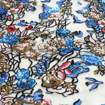 1 curte Frumoase culori amestecate paiete polyster embroiderey rochie de seara dantela tesatura fashion week spectacol styl dantela 51